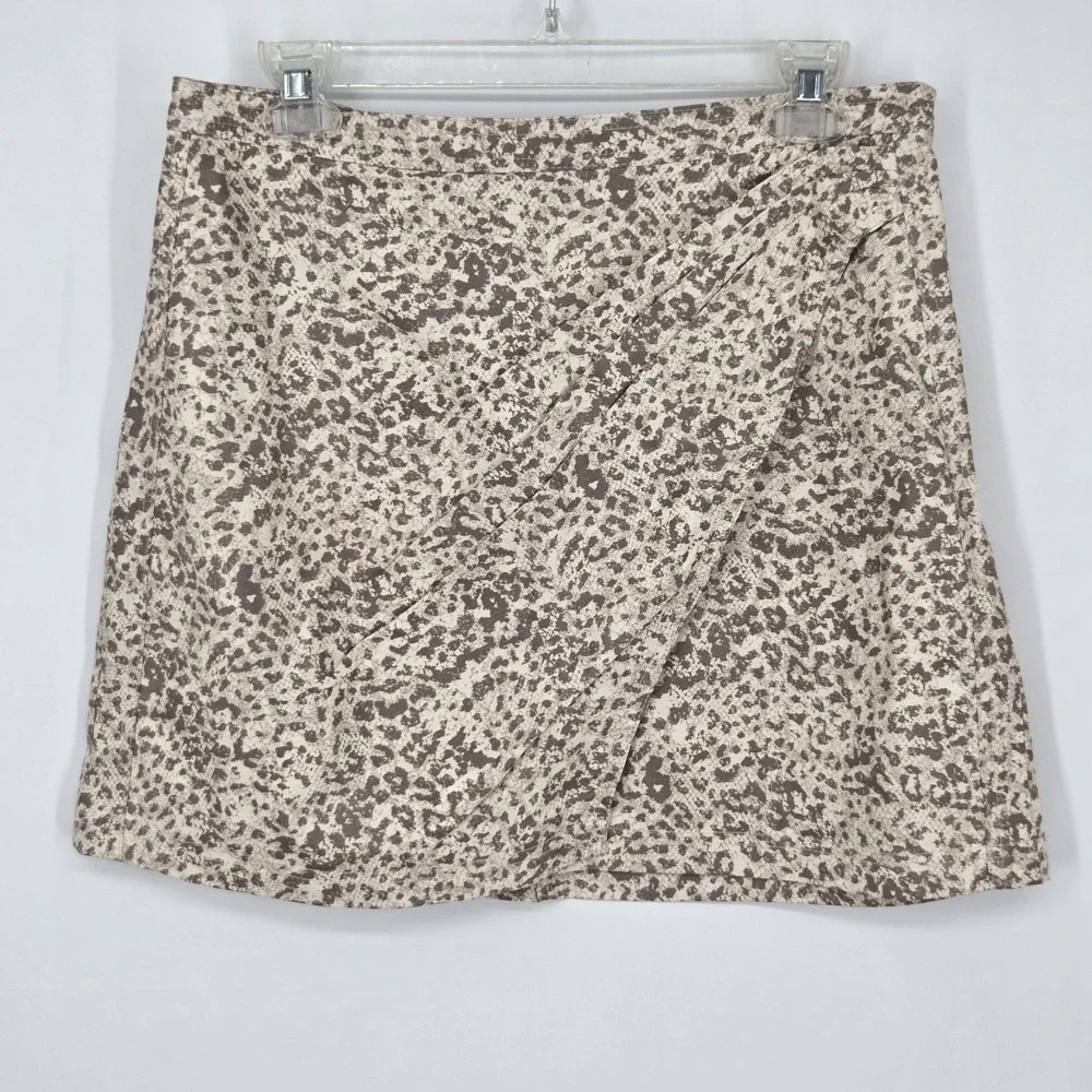 Free People Fake Out Leopard Print Faux Wrap Skirt Vegan Leather - Size 10